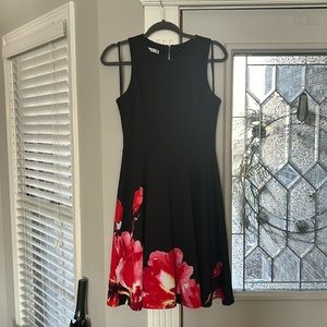 Black and floral cocktail dress size 6